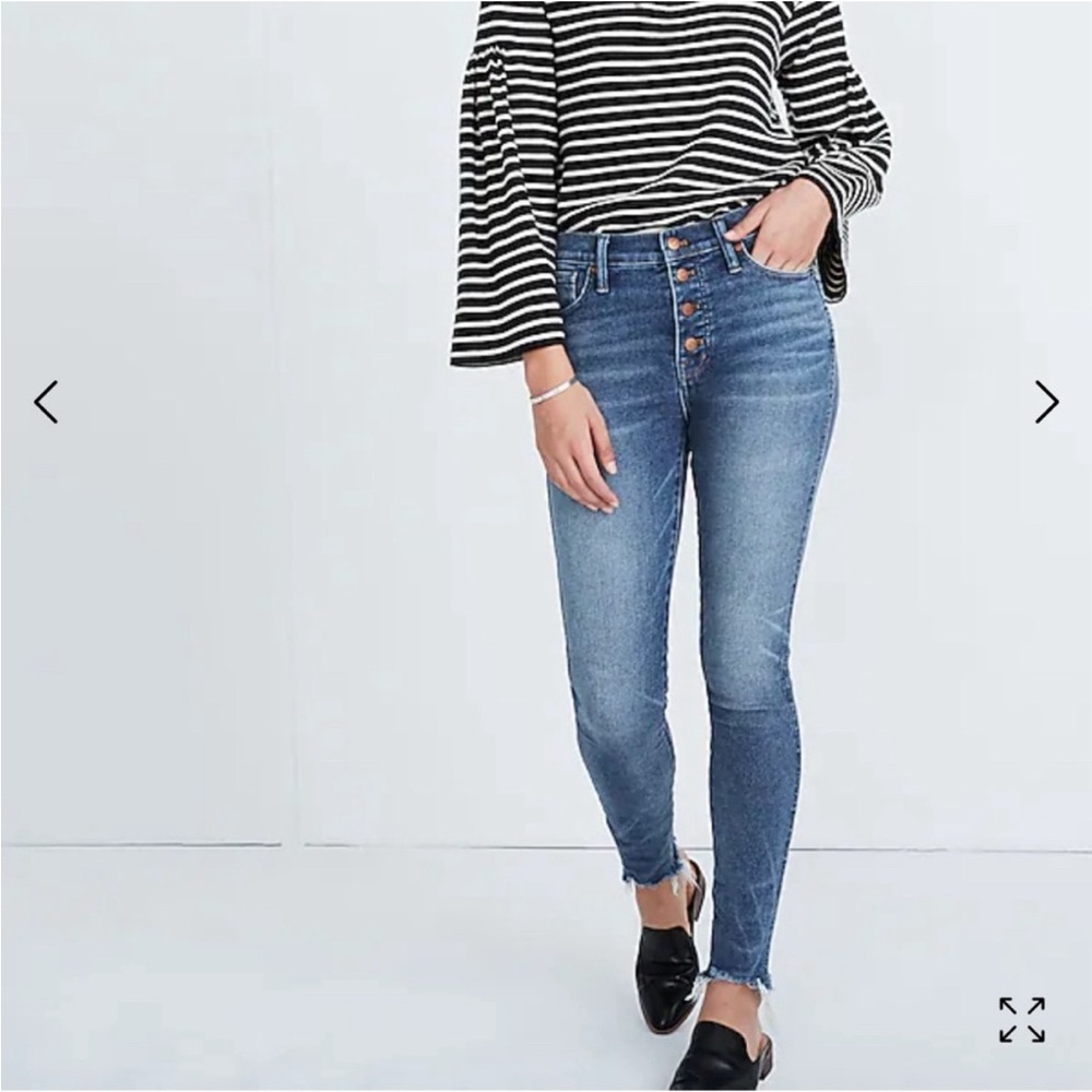 Madewell High Rise Button Front Skinny Blue Women's Jeans 26 Petite